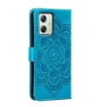 For Motorola Moto G54 Sun Mandala Embossing Pattern Phone Leather Case(Blue)
