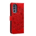 For Motorola Moto G62 5G Sun Mandala Embossing Pattern Phone Leather Case(Red)