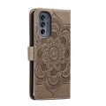 For Motorola Moto G62 5G Sun Mandala Embossing Pattern Phone Leather Case(Grey)