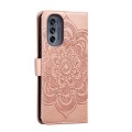For Motorola Moto G62 5G Sun Mandala Embossing Pattern Phone Leather Case(Rose Gold)
