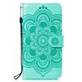 For Motorola Moto G62 5G Sun Mandala Embossing Pattern Phone Leather Case(Green)
