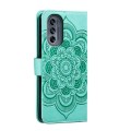 For Motorola Moto G62 5G Sun Mandala Embossing Pattern Phone Leather Case(Green)