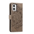 For Motorola Moto G73 Sun Mandala Embossing Pattern Phone Leather Case(Grey)