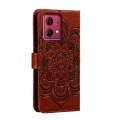 For Motorola Moto G84 Sun Mandala Embossing Pattern Phone Leather Case(Brown)