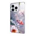 For iPhone 15 Pro Crystal Painted Leather Phone case(Koi)