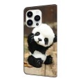 For iPhone 15 Pro Crystal Painted Leather Phone case(Panda)