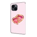 For iPhone 15 Crystal Painted Leather Phone case(Love Peach)