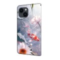 For iPhone 15 Crystal Painted Leather Phone case(Koi)