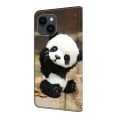 For iPhone 15 Crystal Painted Leather Phone case(Panda)
