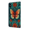 For iPhone XS Max Crystal Painted Leather Phone case(Flower Butterfly)