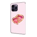 For iPhone 14 Pro Max Crystal Painted Leather Phone case(Love Peach)