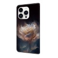 For iPhone 14 Pro Crystal Painted Leather Phone case(Peony)