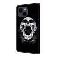 For iPhone 13/14 Crystal Painted Leather Phone case(Skull)