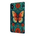 For iPhone X / XS Crystal Painted Leather Phone case(Flower Butterfly)