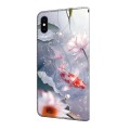For iPhone X / XS Crystal Painted Leather Phone case(Koi)