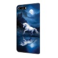 For iPhone 8 Plus/7 Plus Crystal Painted Leather Phone case(White Horse)