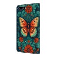 For iPhone SE 2022/2020/8/7 Crystal Painted Leather Phone case(Flower Butterfly)