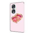 For Honor 90 Crystal Painted Leather Phone case(Love Peach)