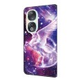 For Honor 90 Crystal Painted Leather Phone case(Unicorn)