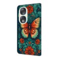 For Honor 90 Crystal Painted Leather Phone case(Flower Butterfly)