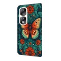 For Honor 90 Pro Crystal Painted Leather Phone case(Flower Butterfly)