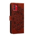 ForSamsung  Galaxy A03 Sun Mandala Embossing Pattern Phone Leather Case(Brown)