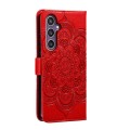 For Samsung Galaxy S23 FE Sun Mandala Embossing Pattern Phone Leather Case(Red)