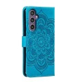 For Samsung Galaxy S23 FE Sun Mandala Embossing Pattern Phone Leather Case(Blue)
