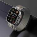 For Apple Watch SE 2023 44mm Mecha Style Milanese Metal Watch Band(Starlight)