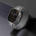 For Apple Watch Series 9 45mm Mecha Style Milanese Metal Watch Band(Titanium Silver)