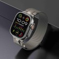 For Apple Watch Ultra 49mm Mecha Style Milanese Metal Watch Band(Starlight)