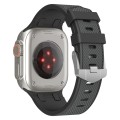 For Apple Watch Series 7 45mm Oak Silicone Watch Band(Black Grey)