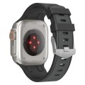 For Apple Watch Series 5 44mm Oak Silicone Watch Band(Black Grey)