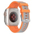 For Apple Watch 42mm Oak Silicone Watch Band(Orange Grey)