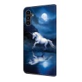 For Samsung Galaxy A05s Crystal Painted Leather Phone case(White Horse)