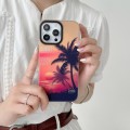 For iPhone 15 Pro Max SUNSET Coconut Tree Dual-side Laminating Laser Phone Case(Red)