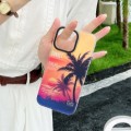 For iPhone 15 Pro Max SUNSET Coconut Tree Dual-side Laminating Laser Phone Case(Red)