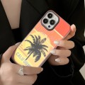 For iPhone 15 Pro Max Beach Coconut Dual-side Laminating Laser Frosted Phone Case(Red Yellow)