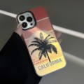 For iPhone 14 Beach Coconut Dual-side Laminating Laser Frosted Phone Case(Red Yellow)