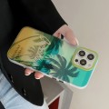 For iPhone 14 Pro Beach Coconut Dual-side Laminating Laser Frosted Phone Case(Green Yellow)