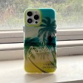 For iPhone 13 Pro Max Beach Coconut Dual-side Laminating Laser Frosted Phone Case(Green Yellow)