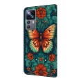 For Xiaomi 12T Pro Crystal Painted Leather Phone case(Flower Butterfly)