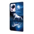 For Xiaomi 13 Lite Crystal Painted Leather Phone case(White Horse)