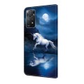 For Xiaomi Redmi Note 11 Global Crystal Painted Leather Phone case(White Horse)
