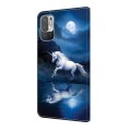 For Xiaomi Redmi Note 10 5G Crystal Painted Leather Phone case(White Horse)
