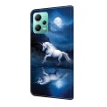 For Xiaomi Redmi Note 12 4G Global Crystal Painted Leather Phone case(White Horse)