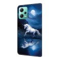 For Xiaomi Redmi Note 12 5G Global Crystal Painted Leather Phone case(White Horse)