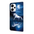 For Xiaomi Redmi Note 13 4G Crystal Painted Leather Phone case(White Horse)