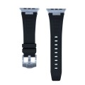 For Apple Watch Ultra 2 49mm Loners Liquid Silicone Watch Band(Silver Black)