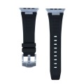 For Apple Watch SE 2023 44mm Loners Liquid Silicone Watch Band(Silver Black)